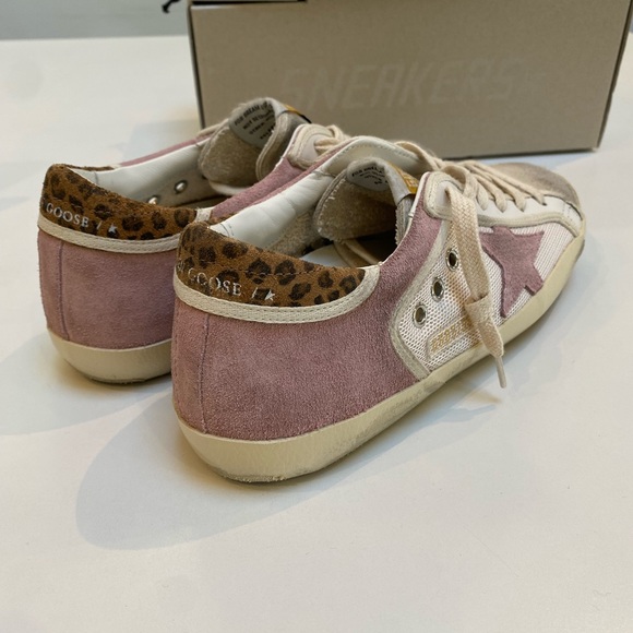 Golden Goose Superstar Sneaker Cream Antique Pink Suede/Leopard sz 37 New in Box - Picture 14 of 17